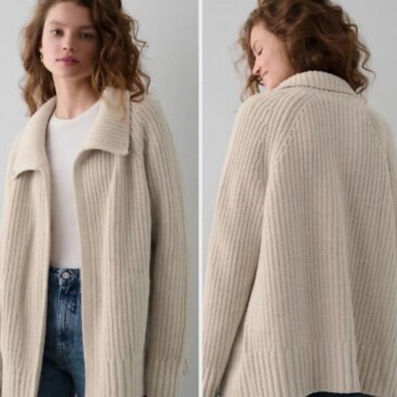 White + Warren Jackets & Blazers - White + Warren cotton wool cashmere blend coatigan ivory marl